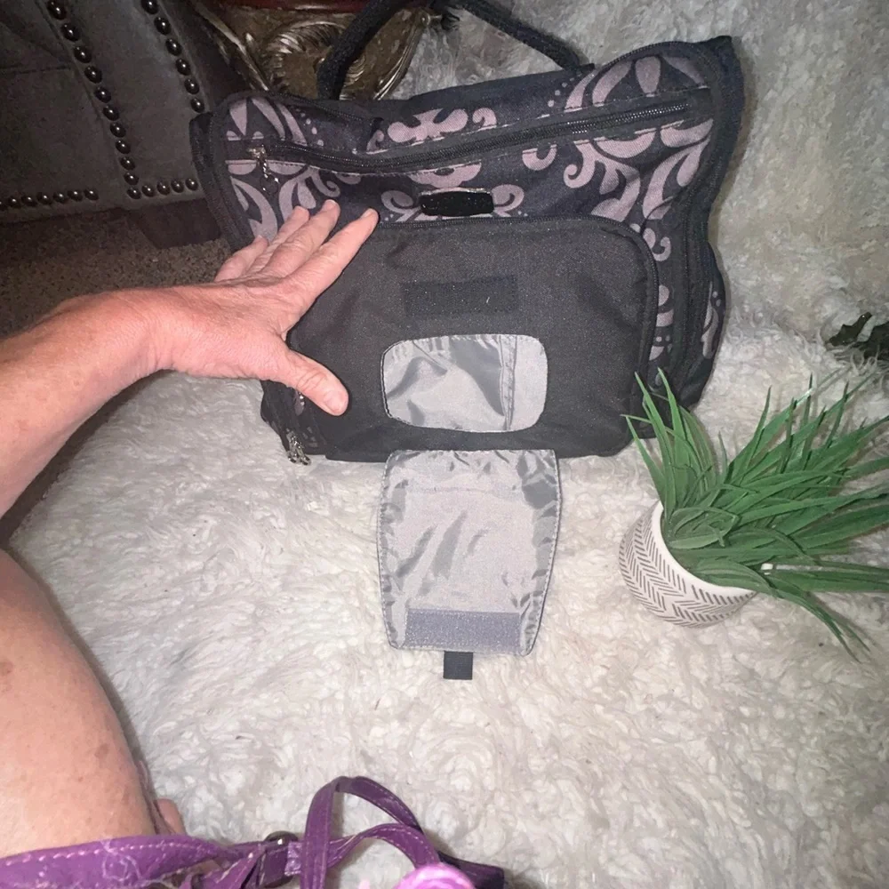 50% off w❤️ LillyBit back back Diaper bag Black & Gray Damask $60 Lilly bit